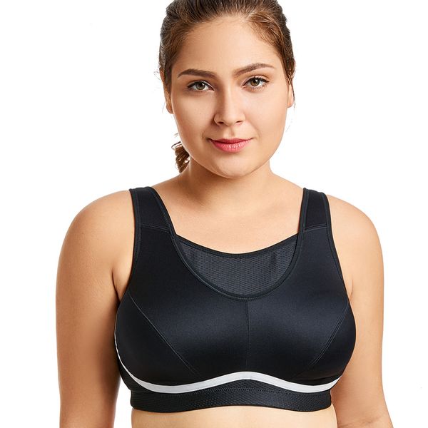 

plus size bras women underwears new fashion womens plus size high impact no bounce full coverage wire exercise bra drop shipping, Red;black