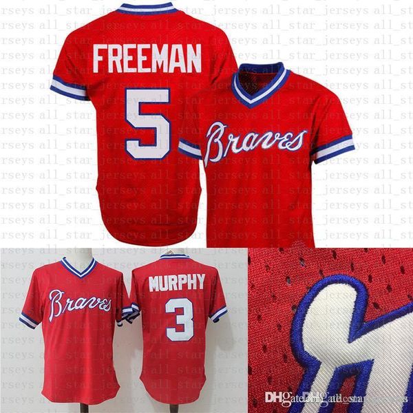 

5 Freddie Freeman 3 Dale Murphy Braves Baseball Jersey Atlanta Red Mesh Retro jerseys size s-xxl