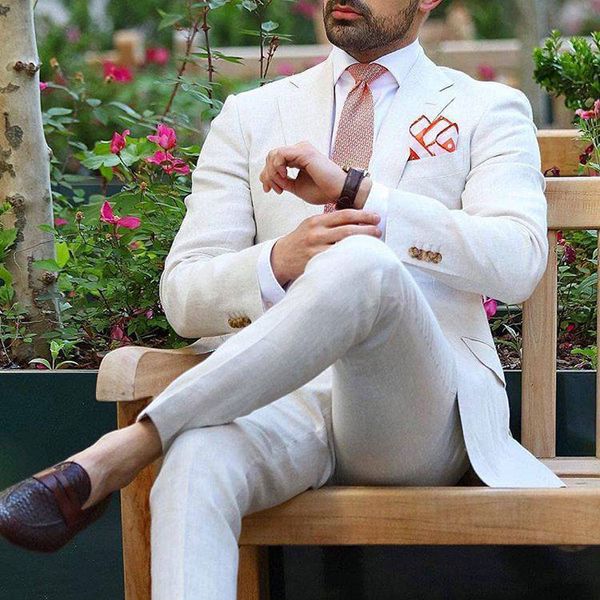 

latest designs whitelinen men suits for beach wedding groom tuxedos two pieces groomsmen wear slim fit men suits prom party (jacket+pants, Black;gray