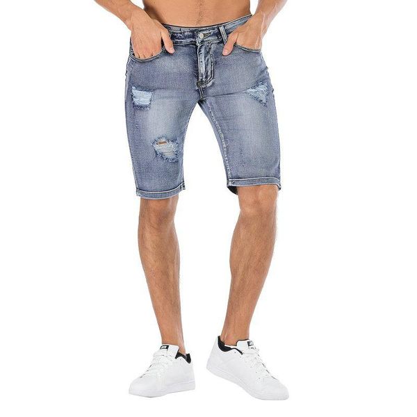 

мужская трендовые горячие джинсы мода рваные джинсы пять denim брюки casual молодежи длина колена жан plues размер jean 34 36 38 40 42, Blue