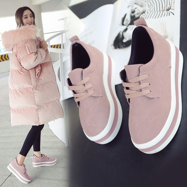 

spring new designer wedges pink platform sneakers women vulcanize shoes casual shoes woman sneakers, Black