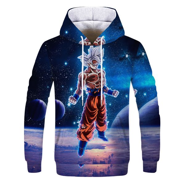 

mens designer dragon ball 3d digital printing sweater with hat, Black