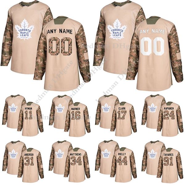 

toronto maple leafs camo veterans day practice jersey 91 john tavares 34 matthews 16 marner customize any number any name hockey jerseys, Black;red