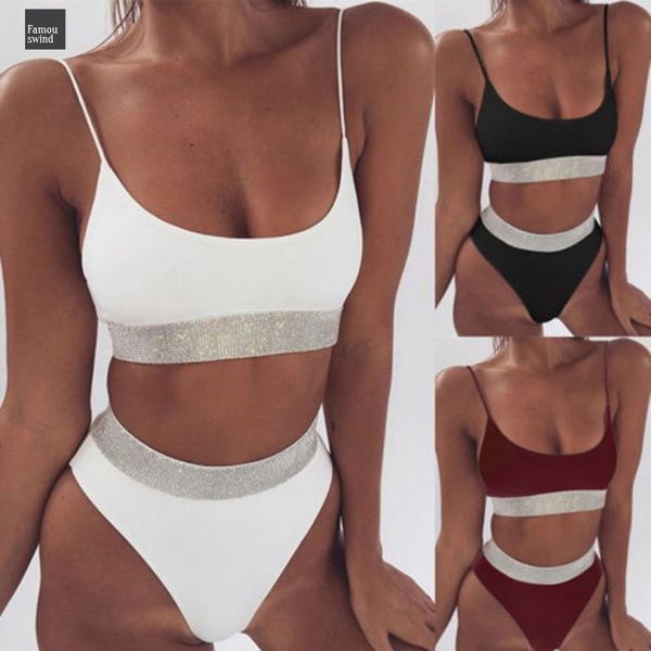 

бикини 2019 sexy полиэстер женщины сплошной бикини set плавание двухкусочный купальники купальники пляж biquini женский пляж купальники кост, White;black