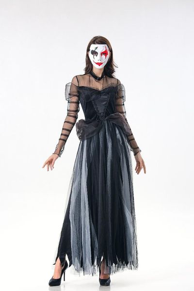 

20.18 million halloween cosply vampire gothic horror-long skirts ghost bride makeup ball queen, Black;red