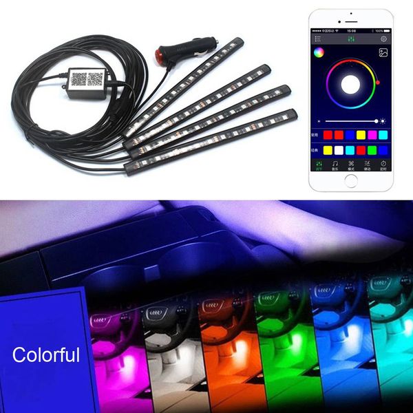 

car atmosphere surrounding a four-strip remote control 4x9led atmosphere surrounding lights indoor footlights