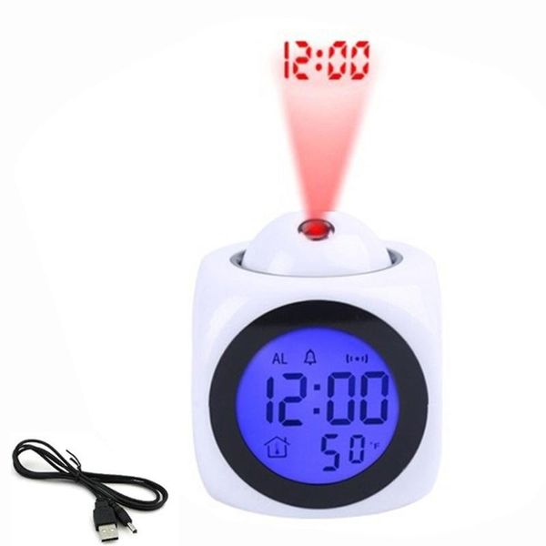 

led clock electronic deskalarm clock digital table clocks snooze function voice report with led projection