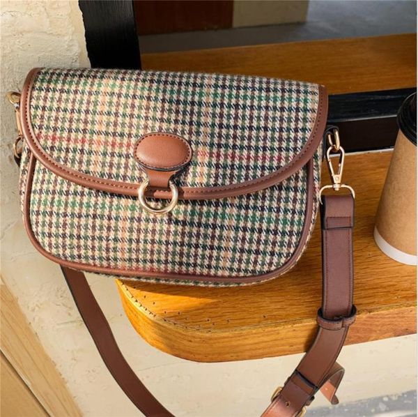 

suede plaid saddle handbag women shoulder bag vintage messenger bag crossbody handbag fashion women leather suede hand