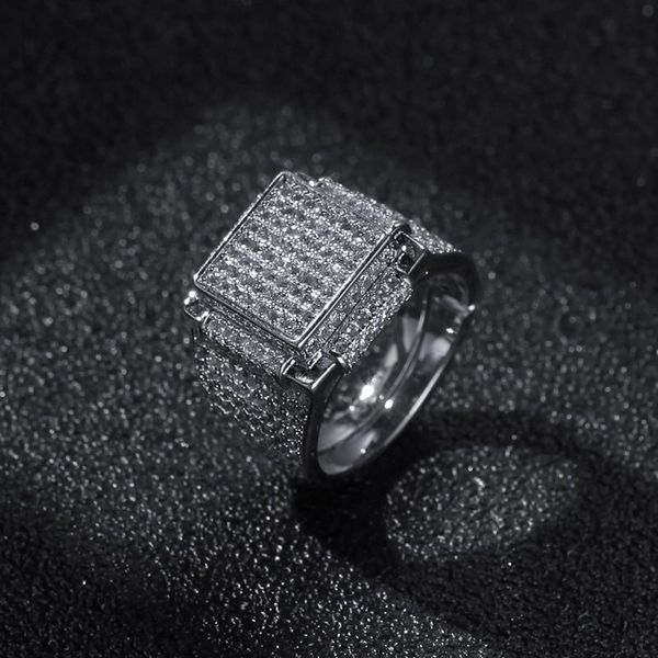 

хип-хоп мужские ювелирные кольца алмаз обледенелые bling кольца высокое качество мода золото серебро кольцо, Silver