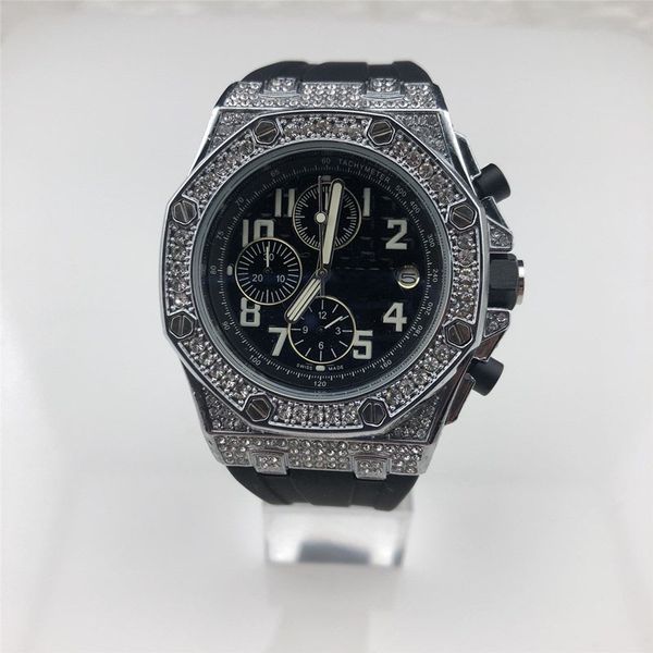 

new royal rubber all pointer work luxury watches men's brand fashion watch for man sports watch casual dress quartz watch, Slivery;brown