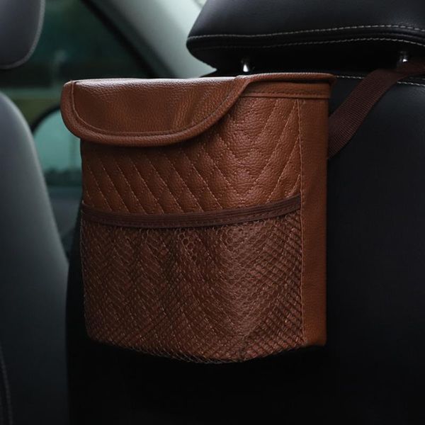 

large capacity keep clean waterproof garbage holder car hanging trash can double layer home with lid organizer space saving