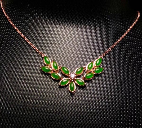 

natural green jasper gem pendant necklace s925 silver natural gemstone necklace fashion row link woman girl party fine jewelry