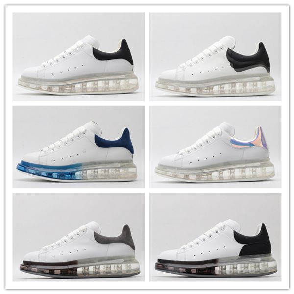 

mens womens queens designer brand vacuum cushion classic casual shoes oversized rubber sole suede platform leather flat trainers sneakers, Black