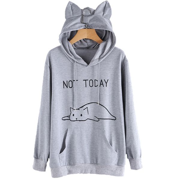 

women sweatershirt cat printed autumn long sleeve pullovers female fashion outwear womens, Black