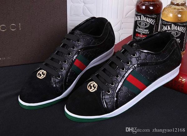 

2019 de igner hoe ca ual hoe genuine leather red green tripe neaker