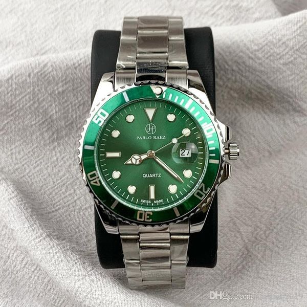 

fashion man watch steel date quartz sports watch silver black green luxury wristwatch dress wristwatch with calendar dropshiping, Slivery;brown