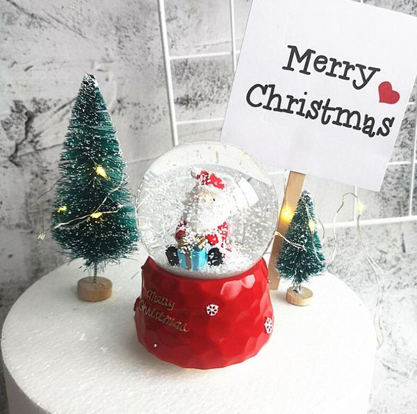 Acheter Nom 2018 Nouvelle Boule De Cristal Du Père Noël Avec Décoration De Gâteau Léger Décoration Disposition De Table De Dessert De Fête De Noël