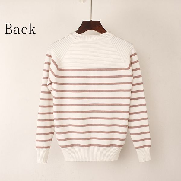 

new autumn winter women pullover sweater fashion striped designer casual jumper o-neck long sleeves female sweater, White;black