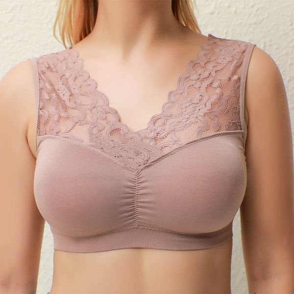 

seamless lace bra summer women's bra beauty back underwear comfortable adjustable breathable cotton blend wire free, Red;black