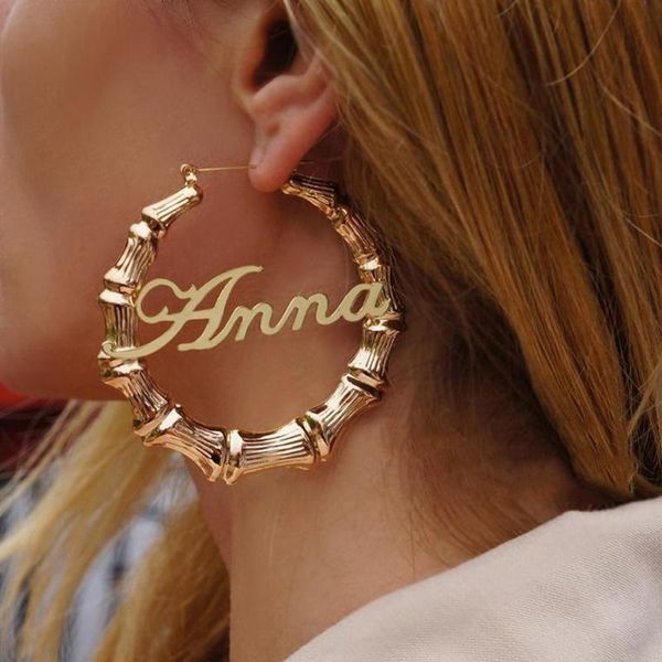 

настраиваемый earings из нержавеющей стали на заказ имя персонализированного большого nameplate украшение ручной работы для женщин девушки к, Golden;silver