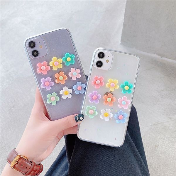 

epoxy gel soft tpu transparent clear flower floral mobile phone case cover for iphone 11 pro max 7 8 plus x xr