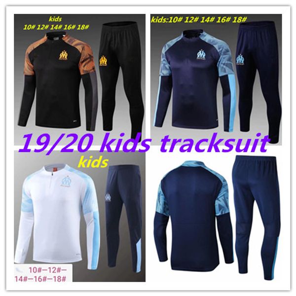 

19 20 kids olympique de marseille tracksuit 2019 2020 maillot de foot payet l.gustavo thauvin om football jacket youth tracksuit, Black