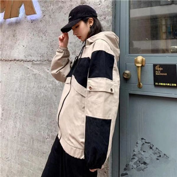 

2019 designers mens women windbreaker jacktes khaki black 2 color contrast coat casual winter fashion light lsy lsy198121, Black;brown