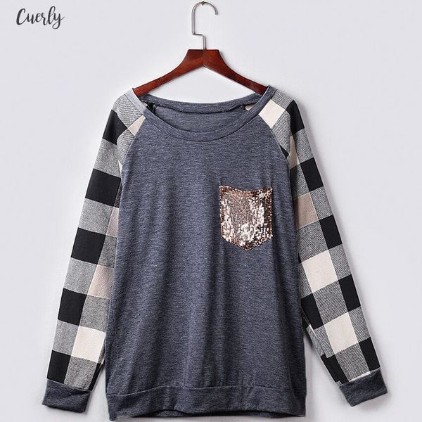 

fashion sequins striped blouse casual winter ladies splicing o neck basic female women long sleeve shirt blusas pullover, White
