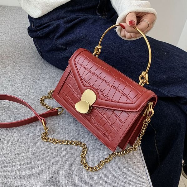 

iron shoulder handle pu leather crossbody bags for women 2020 shoulder messenger bag female small chain handbags and purses