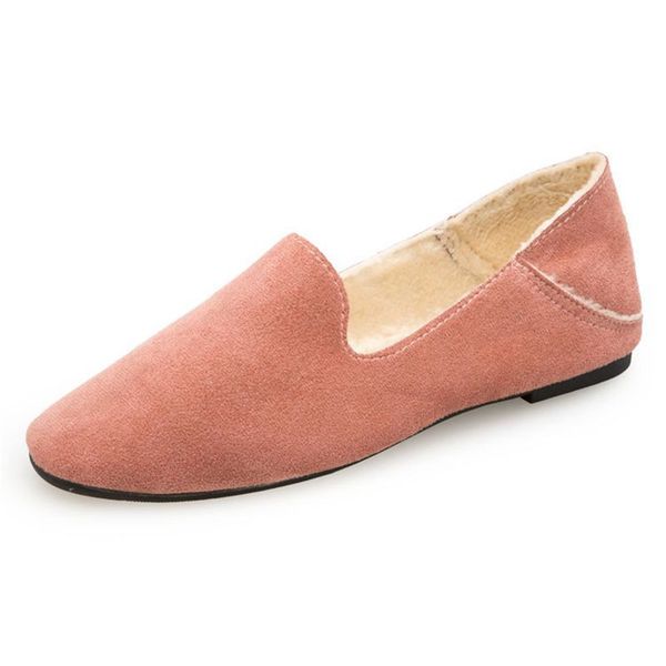 

new slip on shoes for women winter warm cotton shoes woman flats loafers women comfort simple sewing ballet flats with fur, Black