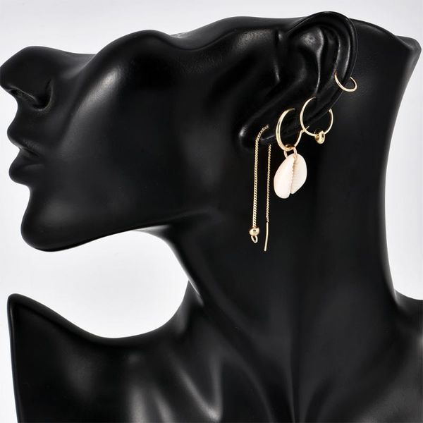 

hoop & huggie instagram hits the market with its 2021 alloy shell set earrings, stylish retro earrings and sea style faux, Golden;silver