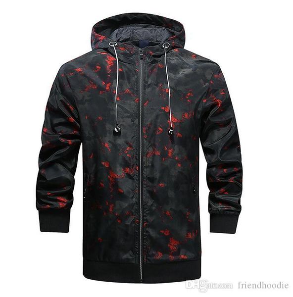 

мужские камуфляжи ветровка куртка спорт спортивная с капюшоном slim fit пальто куртка, Black;brown