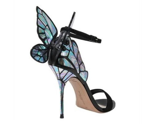 Venda imperdível - sandálias de salto alto borboleta de couro para mulheres sapatos de estilete sexy