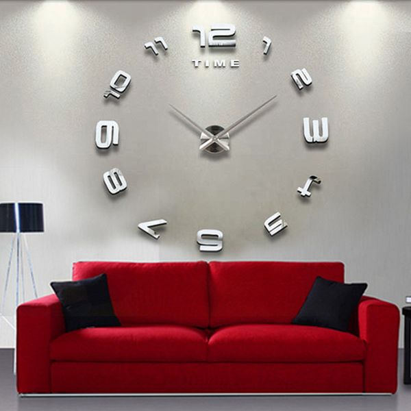 

acrylic mirror large roman numbers wall sticker clock silent diy home decor
