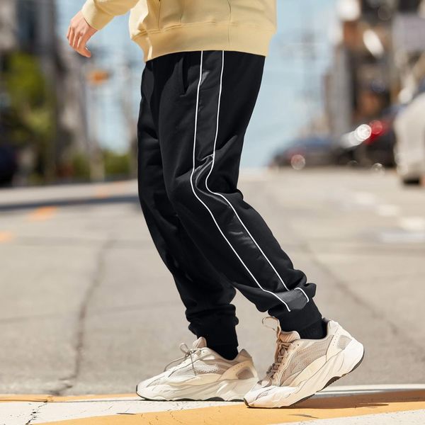 

b.x popular logo large size men's wear terry pants, Black