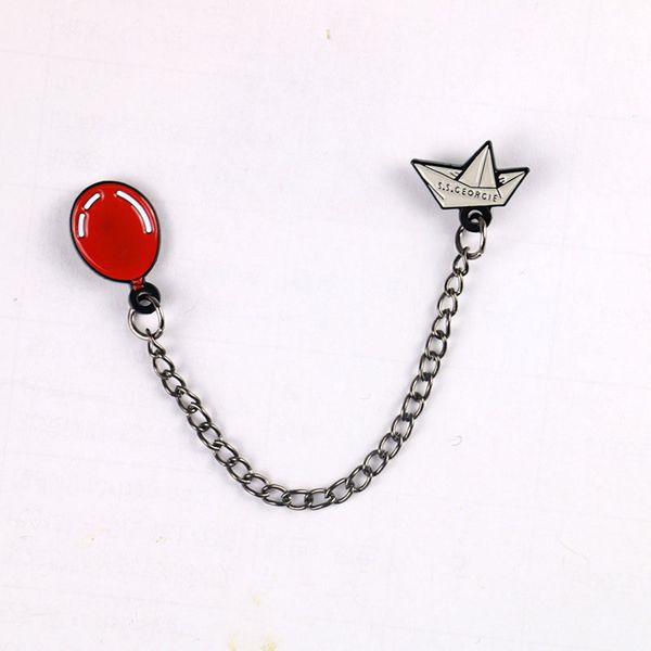 

movie the nightmare before christmas pin chain brooch enamel red balloon it joker lapel pins and brooches backpack bags badge, Gray