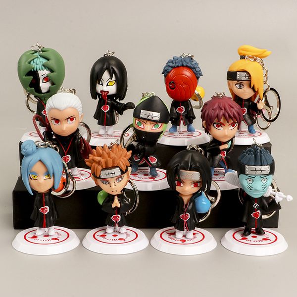 

11pcs/lot 6.5cm anime keychain naruto action figure toys uzumaki naruto uchiha sasuke hatake kakashi pvc model doll collection kids toys, Silver