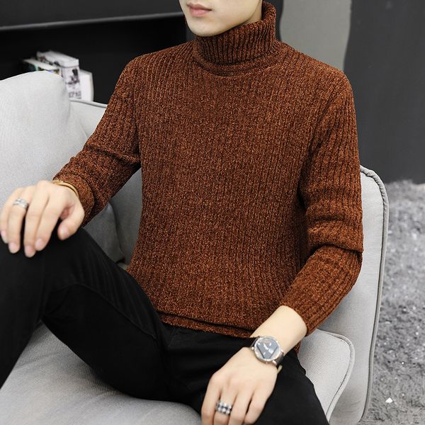 

new men wool turtleneck sweater men's winter high neck thick warm sweaters pull homme male brand solid knitted pullover knitwear, White;black