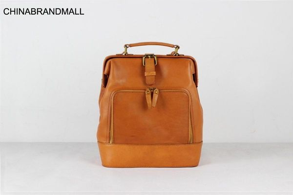 

genuine leather calf skin women vintage solid backpack handmade bag