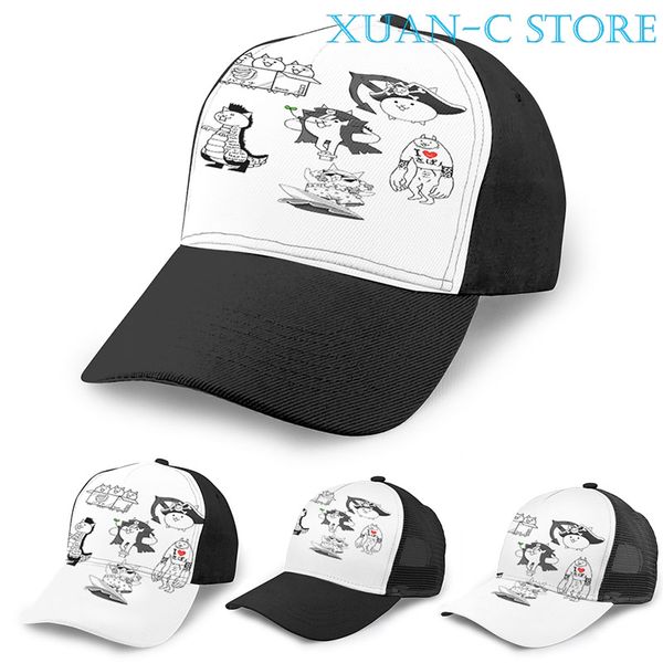 

battle cats basketball cap men women fashion all over print black hat, Blue;gray