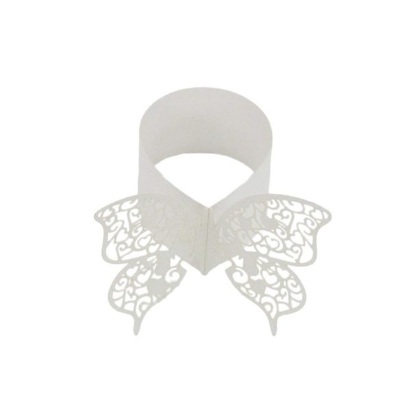 

50 napkin rings with cut-out butterfly design for christmas table decorations white colorful