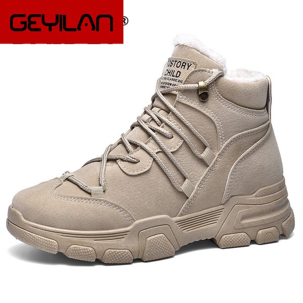 

boots winter shoes women warm fur snow boots womens cotton shoes female high ankle wear resistant bota feminina, Black