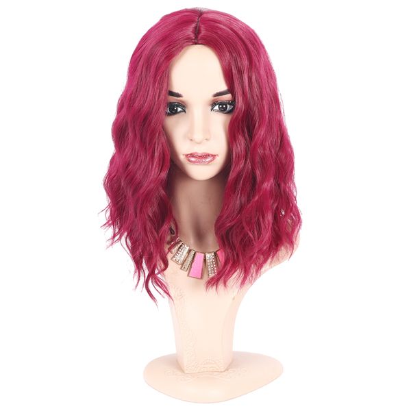 Hot Pink Wig Cap For Women Cosplay Synthetic Hair Short Curly Bob