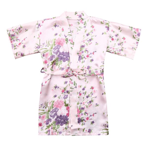 

Toddler Baby Kid Girls Floral Silk Satin Kimono Robes Bathrobe Sleepwear Clothes