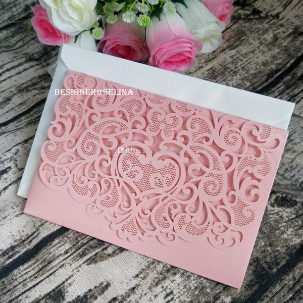 Pink Wedding Invitations Suit Diy Pink Sweetheart Laser Cut