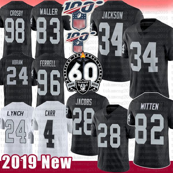

josh jacobs jason witten bo jackson oakland raider maxx crosby jersey darren waller derek carr abram clelin ferrell marshawn lynch, Black;red