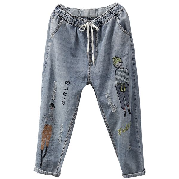 

blue white black feer ms haroun pants joker loose tight waist slacks bk4076