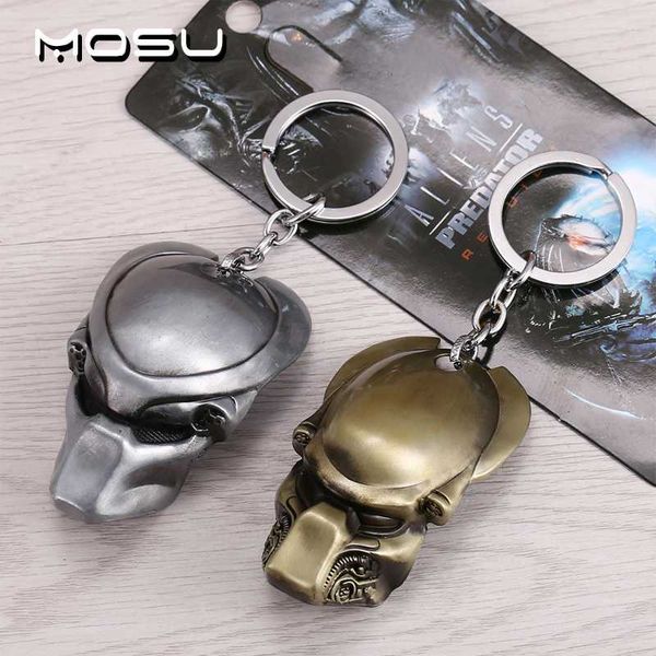 

movie alien v keychain alloy mask key chain metal key rings for women men chaveiro, Silver