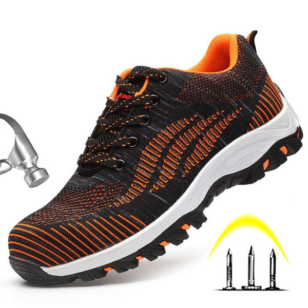 

men boots casual sneaker men steel toe work safety boot shoes anti-piercing indestructible shoes work safety for, Black