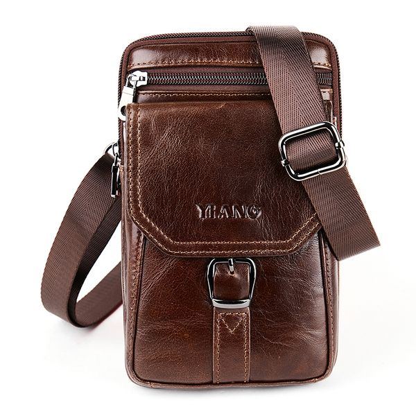

natural cowhide leather men design casual crossbody shoulder messenger bag fashion waist belt packs bag phone case pouch vintage